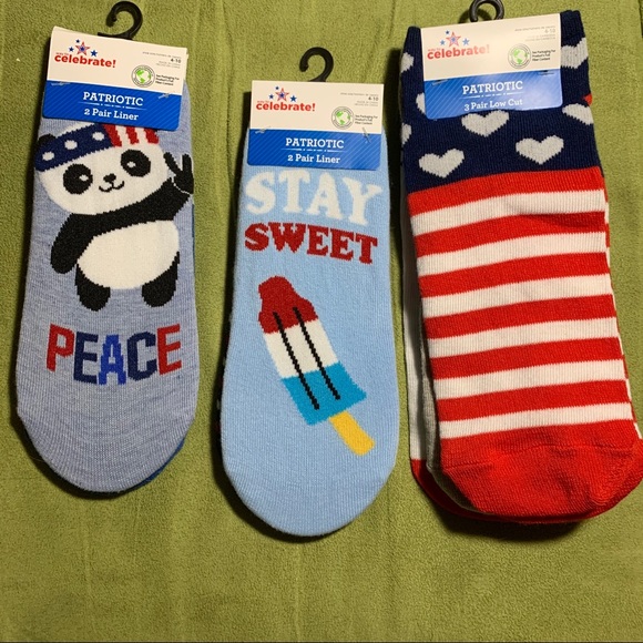 America USA red white blue sock bundle 4th of July - Picture 2 of 3